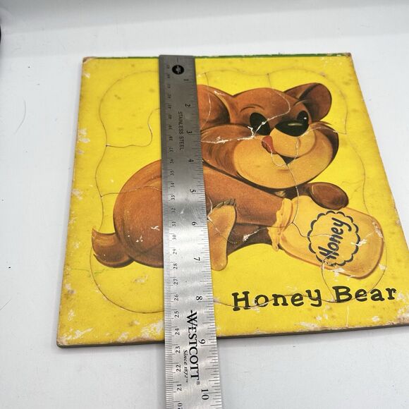 X4 Vintage Children Puzzles 1950 Kitsch Toys HTF Bear Duck Puppy Bunny - Picture 6 of 13